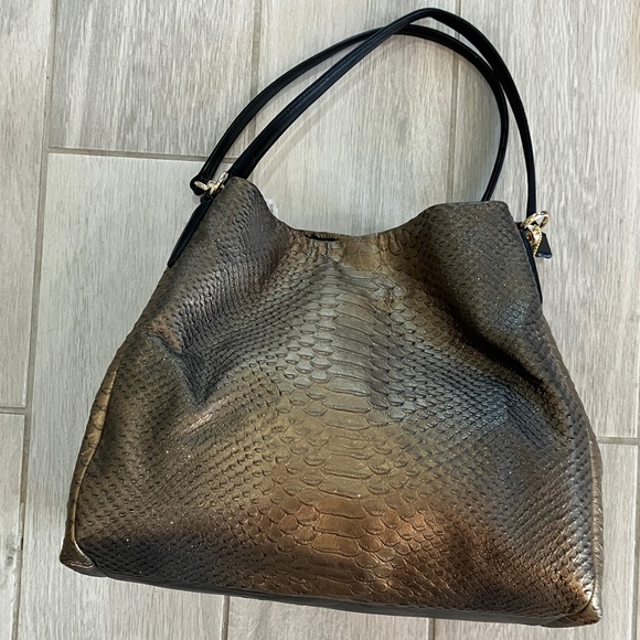 Coach Metallic Embossed Leather Phoebe Shoulder Bag Ombre Gold/Bronze/Black- NWT - Picture 3 of 13